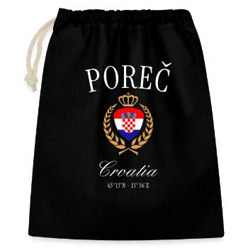 Poreč Kroatien Wappen Krone – Reise Souvenir - Geschenkbeutel aus Baumwolle (40 x 50 cm) - Schwarz - Vorne