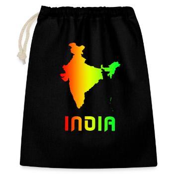 Indien Landkarten Regenbogen Design / Geschenk - Geschenkbeutel aus Baumwolle (40 x 50 cm) - Schwarz - Vorne