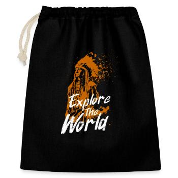 Explore the World Orange Mural with Indian - Gift Bag 40 x 50 cm - black - Front