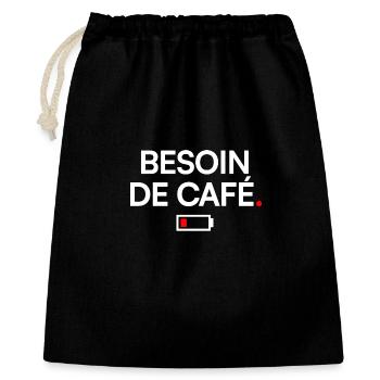 BESOIN DE CAFÉ | Humour café - Sac cadeau 40 x 50 cm - noir - Devant