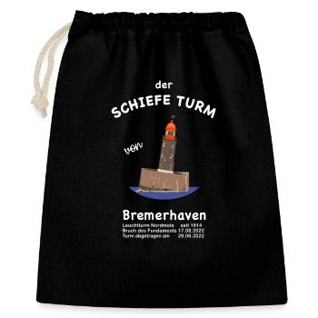 Der schiefe Turm von Bremerhaven Leuchtturm - Geschenkbeutel aus Baumwolle (40 x 50 cm) - Schwarz - Vorne