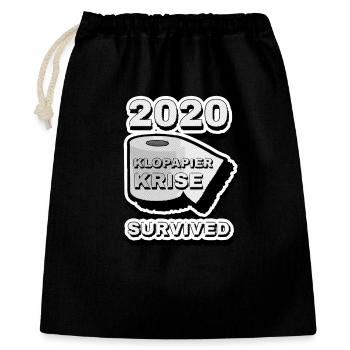 2020 Klopapier Krise Überlebt - Geschenkbeutel aus Baumwolle (40 x 50 cm) - Schwarz - Vorne