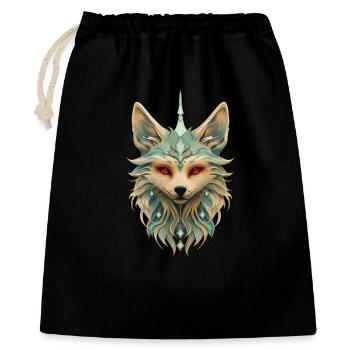 Mystical fox with piercing red eyes. - Gift Bag 40 x 50 cm - black - Front