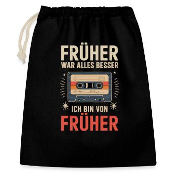 Früher War Alles Besser Retro Design - Geschenkbeutel aus Baumwolle (40 x 50 cm) - Schwarz - Vorne