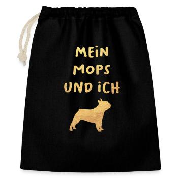 Gold Pug Life Dog Love Love Fan Animal Love Woof - Gift Bag 40 x 50 cm - black - Front