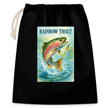 Rainbow trout on a fishing hook - Gift Bag 40 x 50 cm - black - Front