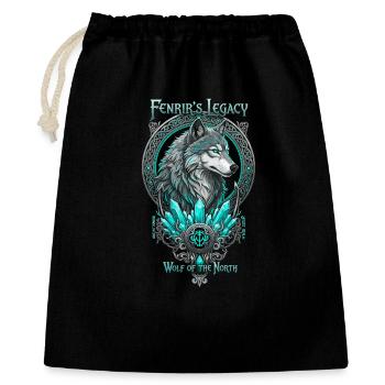 Fenrir Vermächtnis Wolf Nord Kristall Cyan - Geschenkbeutel aus Baumwolle (40 x 50 cm) - Schwarz - Vorne