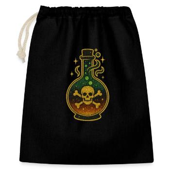 Bouteille de poison d’Halloween | Fiole de crâne scintillant - Sac cadeau 40 x 50 cm - noir - Devant