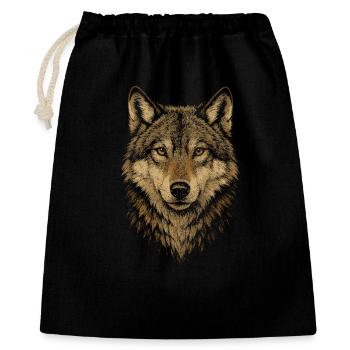 Wolfs Design - Geschenkbeutel aus Baumwolle (40 x 50 cm) - Schwarz - Vorne