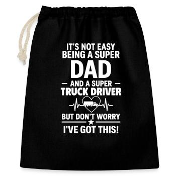 Cœur + Chauffeur de camion – Super Papa Conducteur professionnel - Sac cadeau 40 x 50 cm - noir - Devant