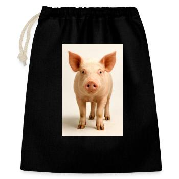 Schwein-Nahaufnahme-Zauber - Geschenkbeutel aus Baumwolle (40 x 50 cm) - Schwarz - Vorne