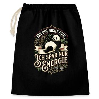 Ich spar nur Energie Panda Design - Geschenkbeutel aus Baumwolle (40 x 50 cm) - Schwarz - Vorne