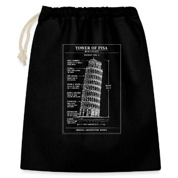 Schiefe Pisa-Turm-Blaupausen-Kunst - Geschenkbeutel aus Baumwolle (40 x 50 cm) - Schwarz - Vorne