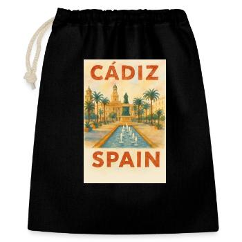 Cadix, Espagne – Plaza des affiches de voyage aquarelle - Sac cadeau 40 x 50 cm - noir - Devant