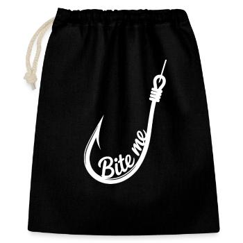 Bite Me Angelhaken-Emblem - Geschenkbeutel aus Baumwolle (40 x 50 cm) - Schwarz - Vorne