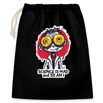 Autocollant du savant fou aux yeux grands ouverts - Sac cadeau 40 x 50 cm - noir - Devant
