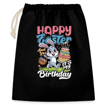 Joyeuse Pâques, douce chasse aux œufs du lapin, œufs de Pâques - Sac cadeau 40 x 50 cm - noir - Devant