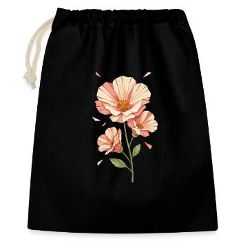 Motif de fleurs de pavots pastel - Sac cadeau 40 x 50 cm - noir - Devant