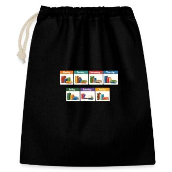 Wochentage Bücher Regaldesign - Geschenkbeutel aus Baumwolle (40 x 50 cm) - Schwarz - Vorne