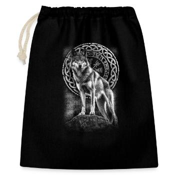 Wolf Vegvisir Rune - Gift Bag 40 x 50 cm - black - Front