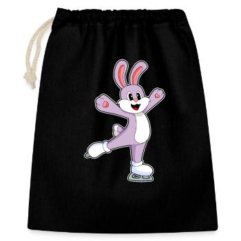 Hase Eislaufen Schlittschuhe - Geschenkbeutel aus Baumwolle (40 x 50 cm) - Schwarz - Vorne