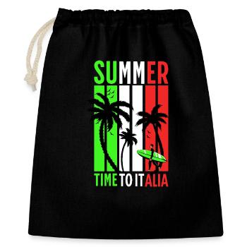Sommer T-Shirt Unisex Surfer Strand Design Italien - Geschenkbeutel aus Baumwolle (40 x 50 cm) - Schwarz - Vorne