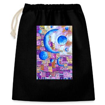 Aquarelle de la ville lunaire - Sac cadeau 40 x 50 cm - noir - Devant