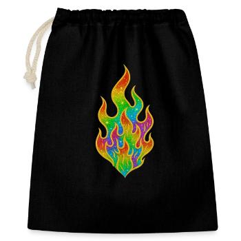 Regenbogenfeuer Glitzerflamme - Geschenkbeutel aus Baumwolle (40 x 50 cm) - Schwarz - Vorne
