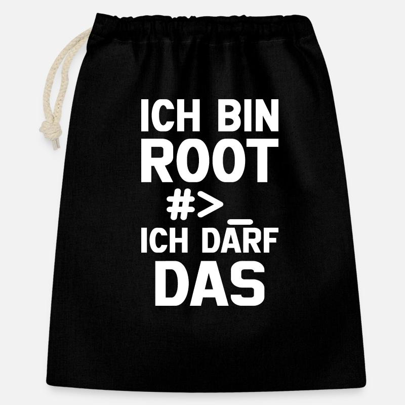 Je suis Root – Sans permission - Sac cadeau 40 x 50 cm - noir