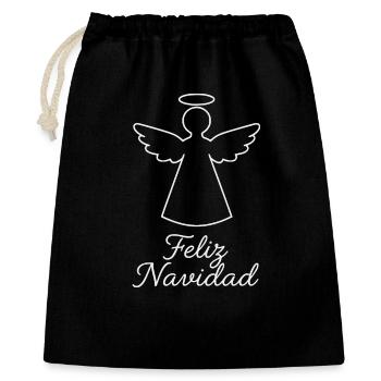 Weihnachtsengel Feliz Navidad Weihnachten - Geschenkbeutel aus Baumwolle (40 x 50 cm) - Schwarz - Vorne