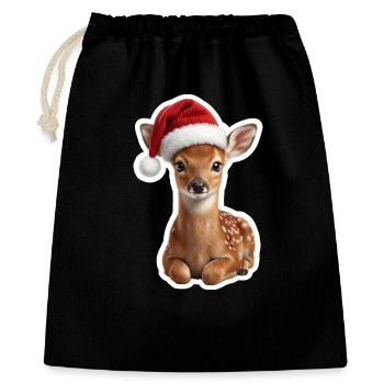 Faon timide dans la forêt de Noël - Sac cadeau 40 x 50 cm - noir - Devant