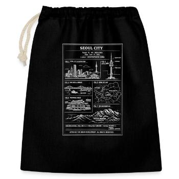 Affiche d’illustration de carte de la skyline de Séoul - Sac cadeau 40 x 50 cm - noir - Devant