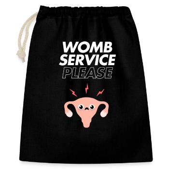 Womb Service, s’il vous plaît – Dessin animé drôle sur l’utérus - Sac cadeau 40 x 50 cm - noir - Devant