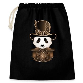 Panda Steampunk avec chapeau cylindre antique en sépia - Sac cadeau 40 x 50 cm - noir - Devant