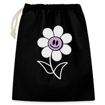 Lächelnde Blume - Geschenkbeutel aus Baumwolle (40 x 50 cm) - Schwarz - Vorne