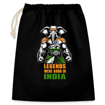 Indien Elefanten Legenden Design - Geschenkbeutel aus Baumwolle (40 x 50 cm) - Schwarz - Vorne