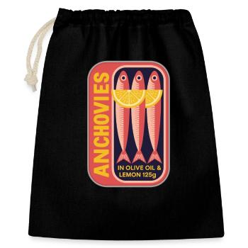 Retro Can Label Anchovy Art - Gift Bag 40 x 50 cm - black - Front