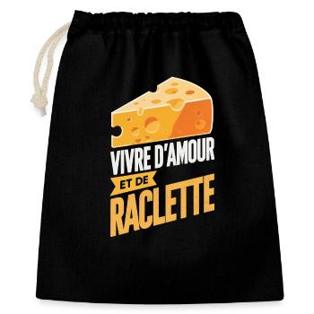 Vivre Amour Raclette Fanatique Cadeau Original - Sac cadeau 40 x 50 cm - noir - Devant