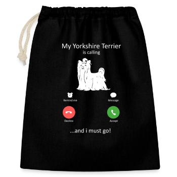 Yorkshire Terrier ruft Hundeliebhaber Telefonbildschirm - Geschenkbeutel aus Baumwolle (40 x 50 cm) - Schwarz - Vorne