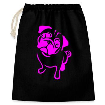 Pug in pink - Gift Bag 40 x 50 cm - black - Front