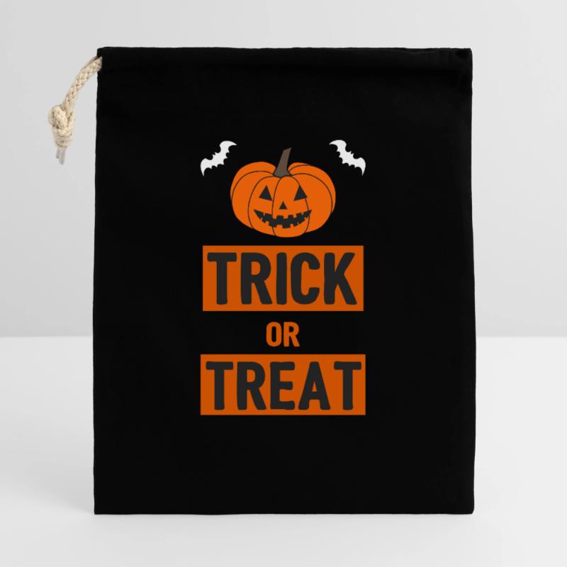 Süßigkeiten oder ein Zauberspruch - Halloween Geschenkbeutel aus Baumwolle (40 x 50 cm)