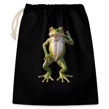 Tanzender Frosch - Geschenkbeutel aus Baumwolle (40 x 50 cm) - Schwarz - Vorne