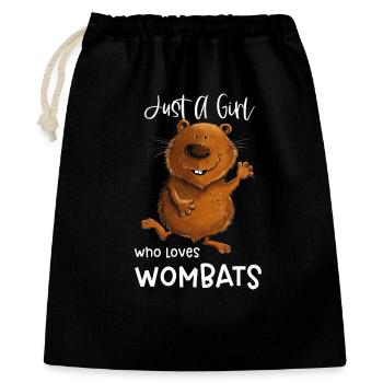 Just A Girl Who Loves Wombats Wombat - Geschenkbeutel aus Baumwolle (40 x 50 cm) - Schwarz - Vorne