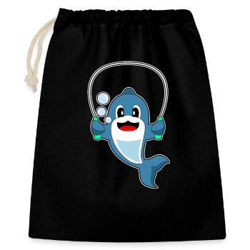 Delfin Seilspringen Springseil Fitness - Geschenkbeutel aus Baumwolle (40 x 50 cm) - Schwarz - Vorne