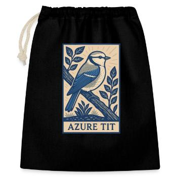 Retro Azure Tit Bird Poster for Birders & Nature L - Geschenkbeutel aus Baumwolle (40 x 50 cm) - Schwarz - Vorne