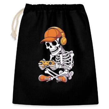 Cool Skeleton Video Gaming Halloween Gamer - Geschenkbeutel aus Baumwolle (40 x 50 cm) - Schwarz - Vorne