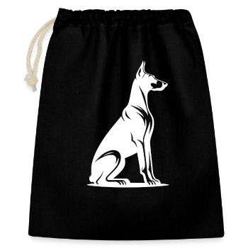 Treuer Dobermann Wachhund Silhouette - Geschenkbeutel aus Baumwolle (40 x 50 cm) - Schwarz - Vorne