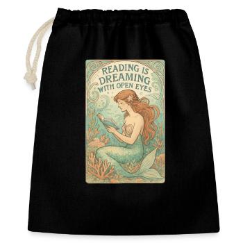 Livre des Sirènes : Lire, c’est rêver les yeux ouverts - Sac cadeau 40 x 50 cm - noir - Devant