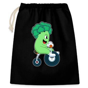 Brokkoli Fahrrad - Geschenkbeutel aus Baumwolle (40 x 50 cm) - Schwarz - Vorne