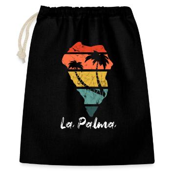 La Palma Umriss Karte Kanaren Urlaub vintage retro - Geschenkbeutel aus Baumwolle (40 x 50 cm) - Schwarz - Vorne